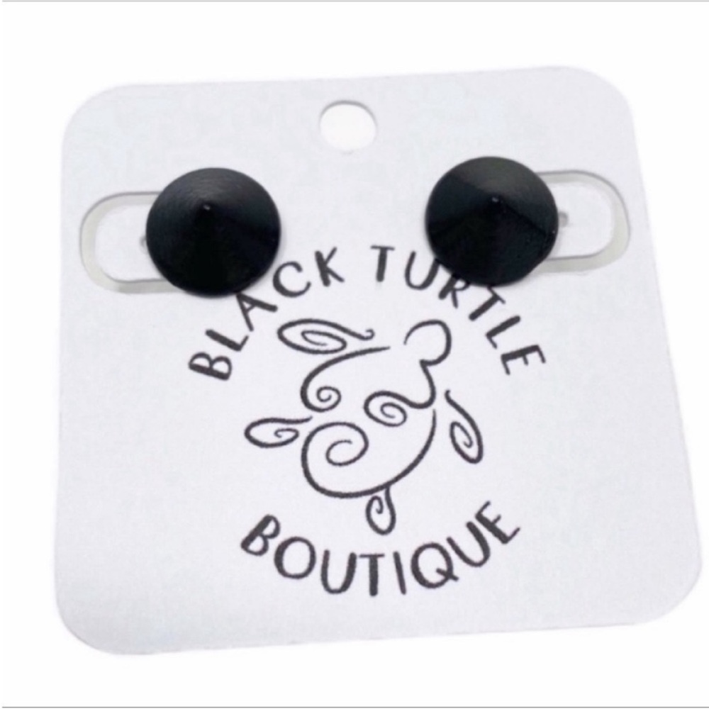 Cone metal post earrings 10mm NEW black